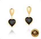 Brinco Ouro 18k Com Coração 7mm De Zircônia Brinco Ouro 18k Com Coração 7mm De Zircônia