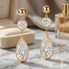Brinco Ouro 18k Com Pedras Zircônias