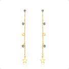 Brinco Ouro 18k Com Zircônias E Estrela