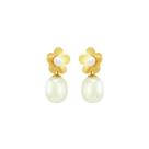 Brinco Ouro 18K Flor com Pérolas - AU2513