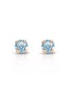 Brinco Ouro 18k Infantil 2 Furo Zircônia 3mm Azul Claro