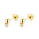 Brinco Ouro 18k Infantil Bola Com Zircônia Brinco Ouro 18k Infantil Bola Com Zircônia