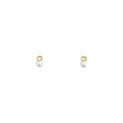 Brinco Ouro 18k Infantil Chapa e Pérola 5 mm