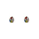 Brinco Ouro 18k Infantil Cupcake Colorido 8 mm