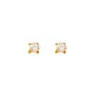 Brinco Ouro 18k Infantil Flor com Zircônia 4 mm