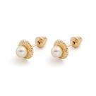 Brinco Ouro 18k Pérola Natural 3mm Espelhado Diâmetro 5mm