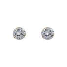 Brinco Ouro 18k Ponto de Luz Grande Zircônia 8 mm