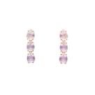 Brinco Ouro 18k Quartzo Rosa Pendente 20 mm