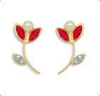 Brinco Ouro 18k Tulipa Zircônias E Pérola