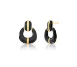 Brinco Oval em Pêndulo Esmaltado Preto Banhado a Ouro - 3 cm x 2,2 cm Brinco Oval em Pêndulo Esmaltado Preto Banhado a Ouro - 3 cm x 2,2 cm