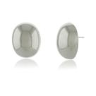 Brinco Oval Liso Via - Banho Ródio Branco