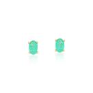 BRINCO OVAL MINI ESMERALDA COLOMBIANA FUSION BANHADO A OURO - 5,5mm x 4mm