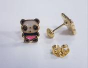 Brinco Panda infantil folheado a ouro 18k. Com tratamento hipoalergênico - Moscatelli semijoias