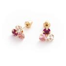 Brinco Pedra 3mm Zircônia 3 Cores Em Ouro 18k