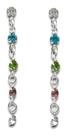 Brinco Pedra Colorida Cristal Banhado a Prata Semijoia Brinco Pedra Colorida Cristal Banhado a Prata Semijoia