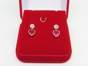 Brinco Pedra Coração Vermelho Rubi Ouro 18k 750 Brinco Pedra Coração Vermelho Rubi Ouro 18k 750