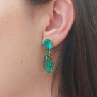 Brinco Pedra Gota Cor Turmalina Folheado A Ouro 18k