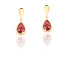 Brinco Pedra Gota Ouro 18k 750 Zircônia Pingente Par Adulto Vermelho