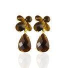 Brinco pedra marrom banhado a ouro 18k