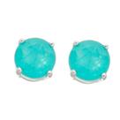 Brinco Pedra Redondo 8mm Turmalina Fusion Prata Banho Ródio
