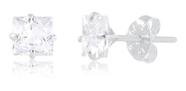 Brinco Pedra Zirconia Quadrado 7 Mm Prata 925 Brinco Pedra Zirconia Quadrado 7 Mm Prata 925