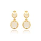 Brinco Pendente Redondo Folheado a Ouro 18k Luxo