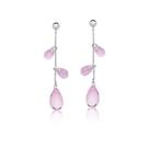 Brinco Pêndulo com Cabochões em Gota Rosa Banhado a Ródio - 5,6 cm