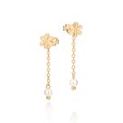 Brinco Pêndulo com Flor Banhado a Ouro Rommanel 527540