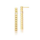 Brinco Pêndulo Liso com Zircônia Navete Banhado a Ouro - 5 cm x 0,5 cm
