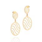 Brinco pêndulo oval com ondas banhado a ouro 18k COD. 5275620000