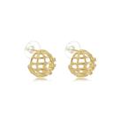 Brinco Pequeno Feminino Pedra Zircônia Globo Banho Ouro 18k
