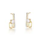 Brinco Pequeno Linha e Ponto de Luz Banhado a Ouro 18k