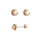 Brinco Pérola 3mm Rococó 4.5mm Ouro 18k Tarraxa Rosca K065 22288 Brinco Pérola 3mm Rococó 4.5mm Ouro 18k Tarraxa Rosca K065 22288