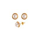 Brinco Pérola 5mm Rococó 6.5mm Ouro 18K Tarraxa Rosca 22282 K110 Brinco Pérola 5mm Rococó 6.5mm Ouro 18K Tarraxa Rosca 22282 K110