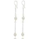 Brinco Perola Natural Comprido 7cm Anzol Prata Legitima 925