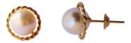 Brinco Perola Ninho Torcido 7mm Ouro 18k