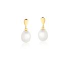 Brinco Perola Ouro 18k-750 Feminino Biwa 7mm Brinco Perola Ouro 18k-750 Feminino Biwa 7mm
