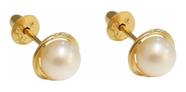 Brinco perola Rococó Ouro 18k 3mm Brinco perola Rococó Ouro 18k 3mm