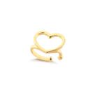 Brinco Piercing Com Coração Liso Folheado A Ouro