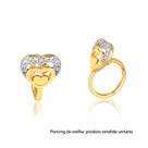 Brinco Piercing Coração Folheado Ouro Zircônia