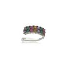 Brinco Piercing Cravejado Zircônia Colorida- Prata Banho Ródio Brinco Piercing Cravejado Zircônia Colorida- Prata Banho Ródio