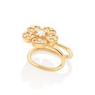 Brinco piercing de pressão flor folheado a ouro 18k com zircônias branco/526919