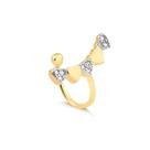 Brinco Piercing Fake Corações Pedra Zircônia Folheado A Ouro