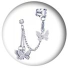 Brinco Piercing Prateado Borboleta Detalhes