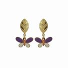Brinco Pingente Borboleta Resinado Folheado Ouro