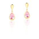 Brinco Pingente de Gota Zircônia em Ouro 18k 750 Rosa