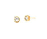 Brinco ponto de luz cristal banhado a ouro - zircônias - 7mm - 2g