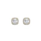 Brinco ponto de luz quadrado cravejado 8mm - Banhado em ouro 18k