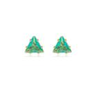 Brinco Ponto de Luz Triangular Verde Cravejado Banhado a Ouro 18k