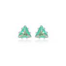 Brinco Ponto de Luz Triangular Verde Cravejado Banhado a Prata 925